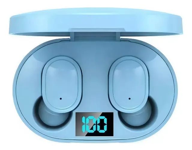 Fone De Ouvido Sem Fio E6s Bluetooth 5.1 Case 380mah Azul - Foto 4