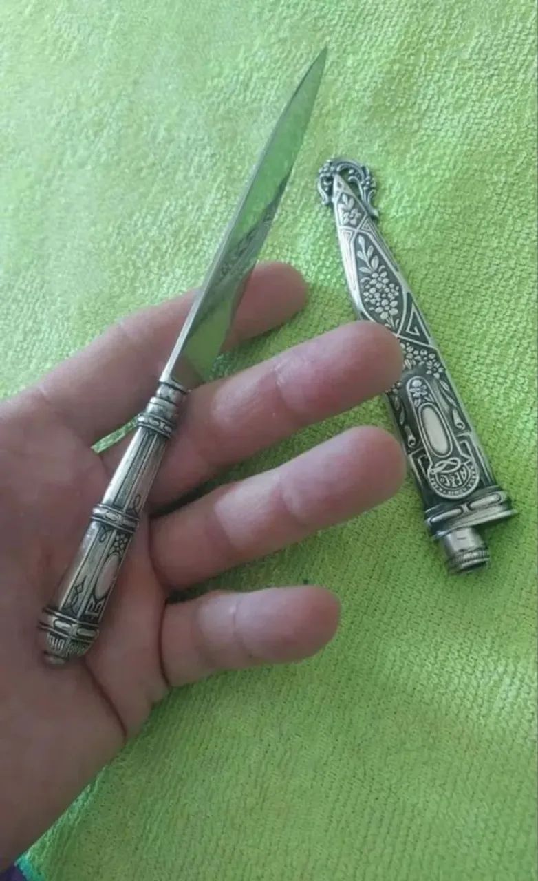 Faca antiga Eberle corneta em alpaca  - Foto 4