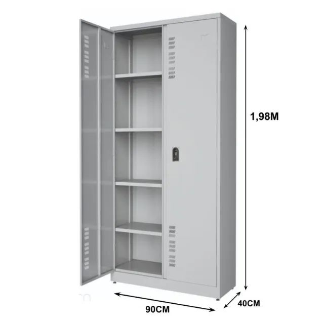 Armário Aço POP Portas PA-90 Chapa 22 1,98x0,90x0,40m Cinza Alta Resistência 18010 - Foto 2