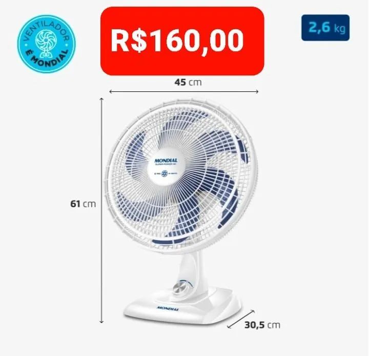 Ventilador de Mesa Mondial