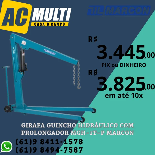 Girafa Guincho Hidráulico Com prolongador MGH-1T-P marcon