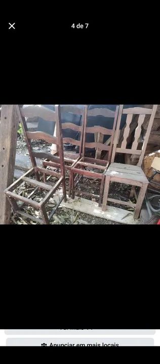 Cadeiras de Madeira Antiga, pra reformar  - Foto 3