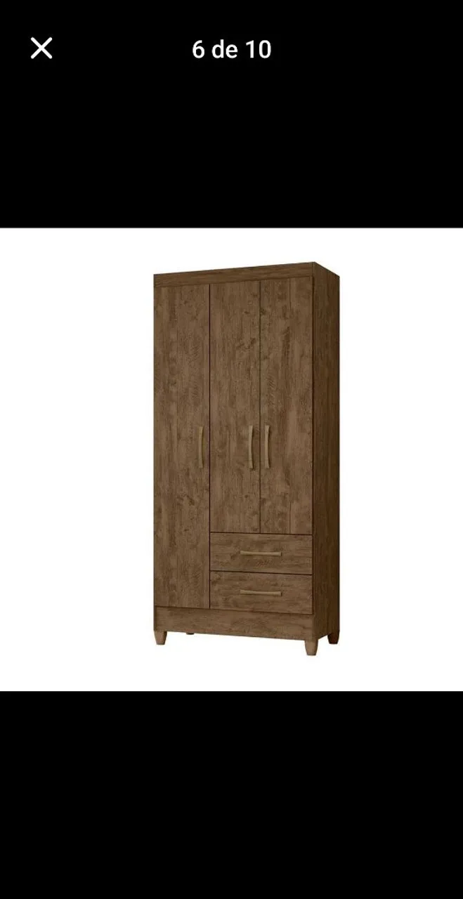 Guarda-Roupa 3 Portas com Gavetas - Amadeirado
