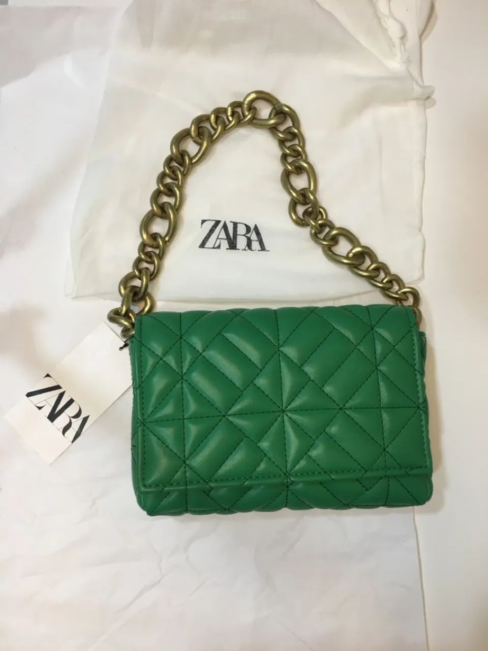 Bolsa ORIGINAL marca ZARA - Verde Matelassê 