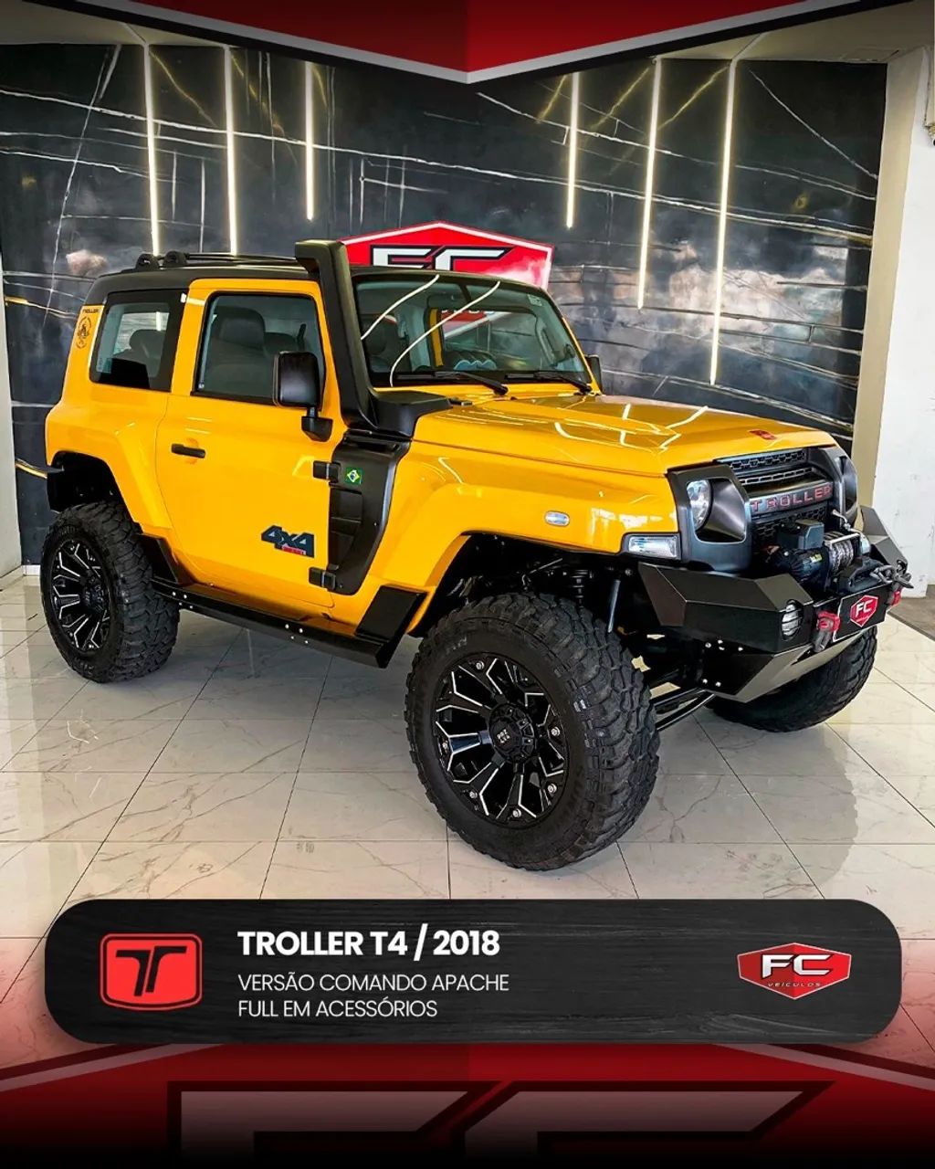 Troller T4 Comando Apache - 2018 - 30.000 - Full em Acessórios 