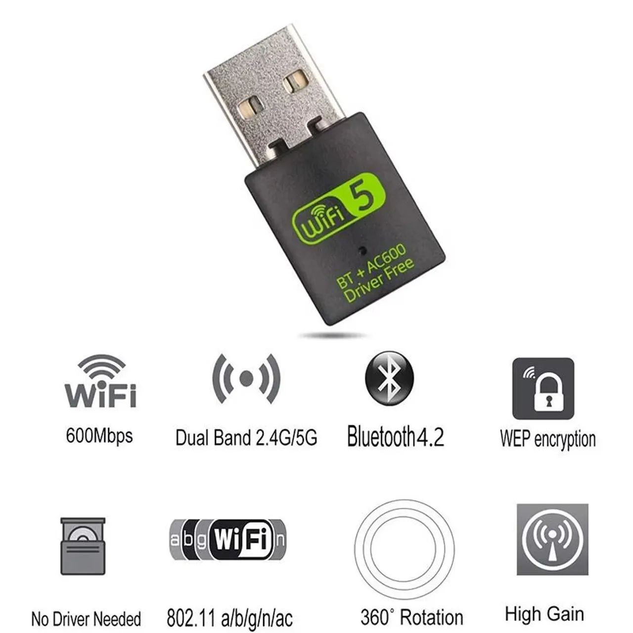 Adaptador Wi-Fi Bluetooth 2 em 1 - Foto 2