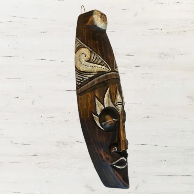 Máscara Decorativa Tribal Africana em Madeira - Arte Étnica Artesanal - Foto 2