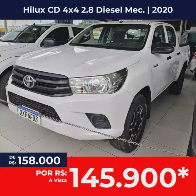 Toyota Hilux CD 4x4 2.8 Diesel Mec. 2020, aceito troca e financio