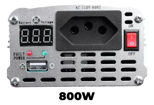 Inversor De Tensão 800w Nominal 1600w Pico Conversor De Energia 12v 110v
