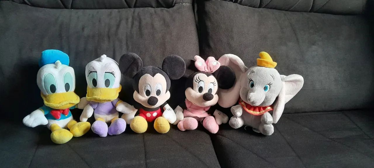 Pelúcias Disney - Mickey, Minnie, Donald e Dumbo