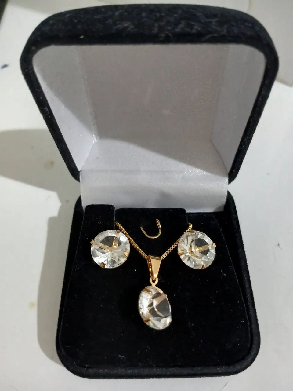Conjunto de corrente e brinco folheado - Foto 2