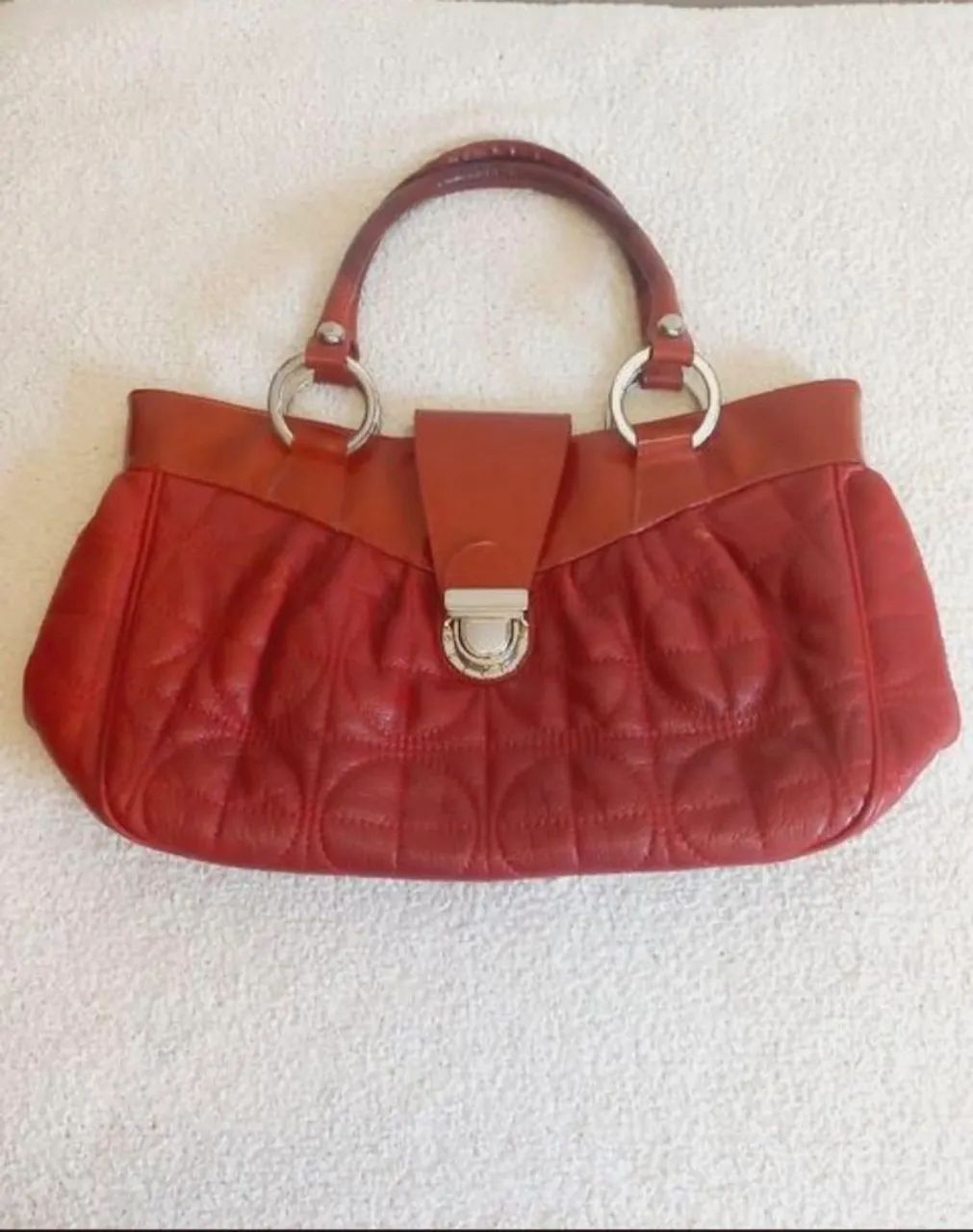 Bolsa de couro Ferrini vermelha  - Foto 4