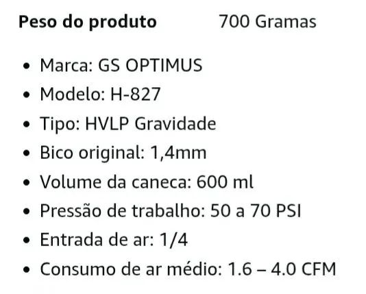 Pistola de pintura Gravidade Optimus Hvlp Nova - Foto 5