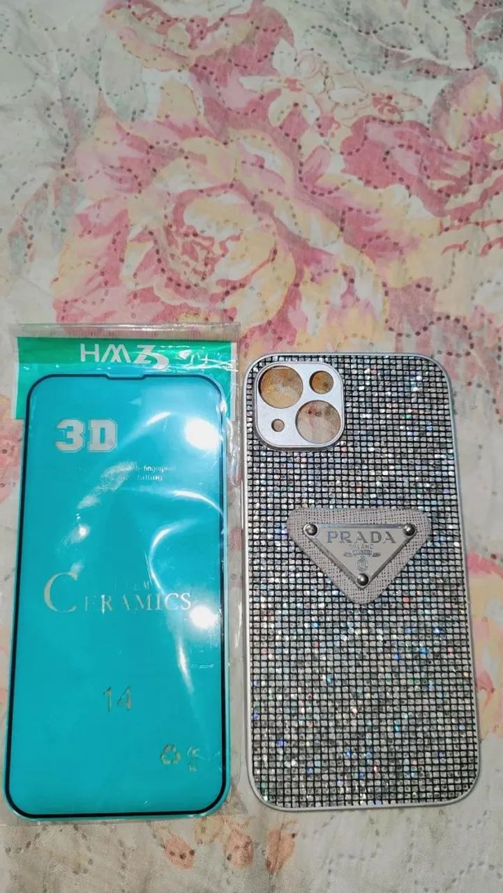Capinha e película iPhone 14- Prada - Brilhante e Luxuosa - Foto 2