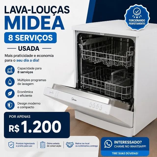 Lava Louça 8 serviços Midea