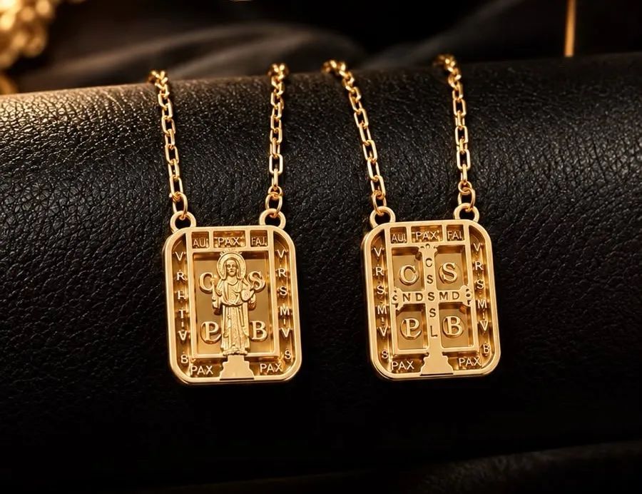 Escapulário São Bento em Ouro 18k 750