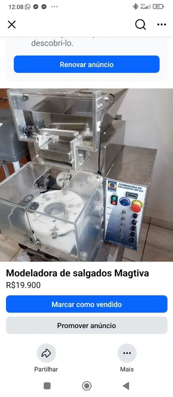 Modeladora de salgado 