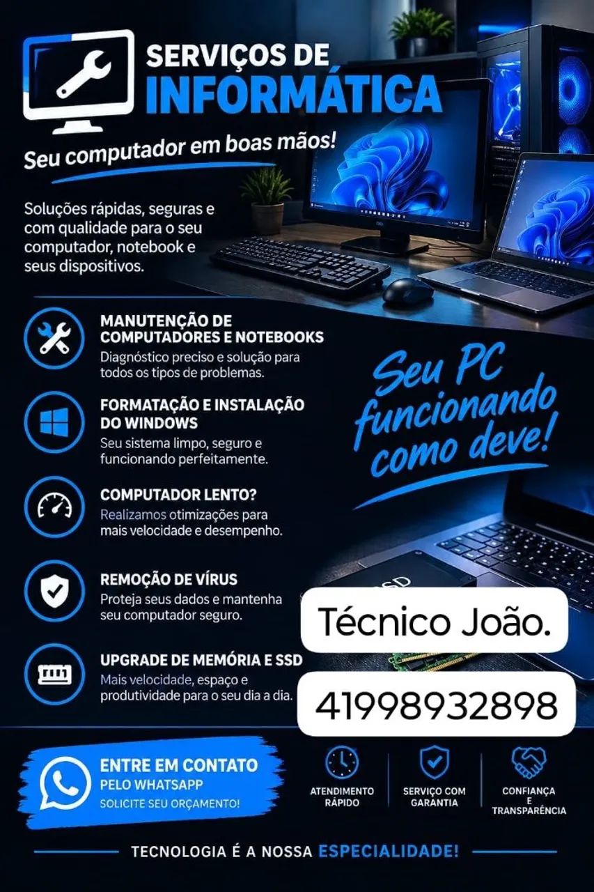 Formatação e Manutenção de computadores e notebooks (a domicílio)
