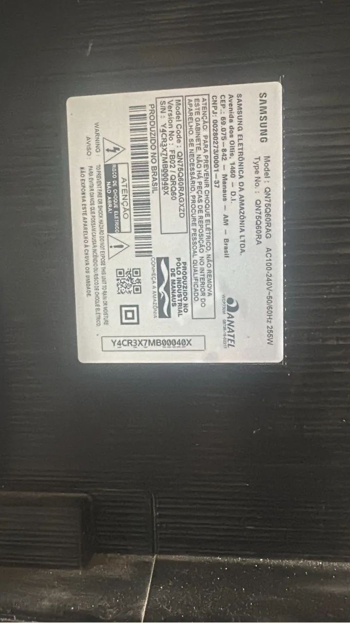Tv 75 polegadas Samsung ( tela quebrada)