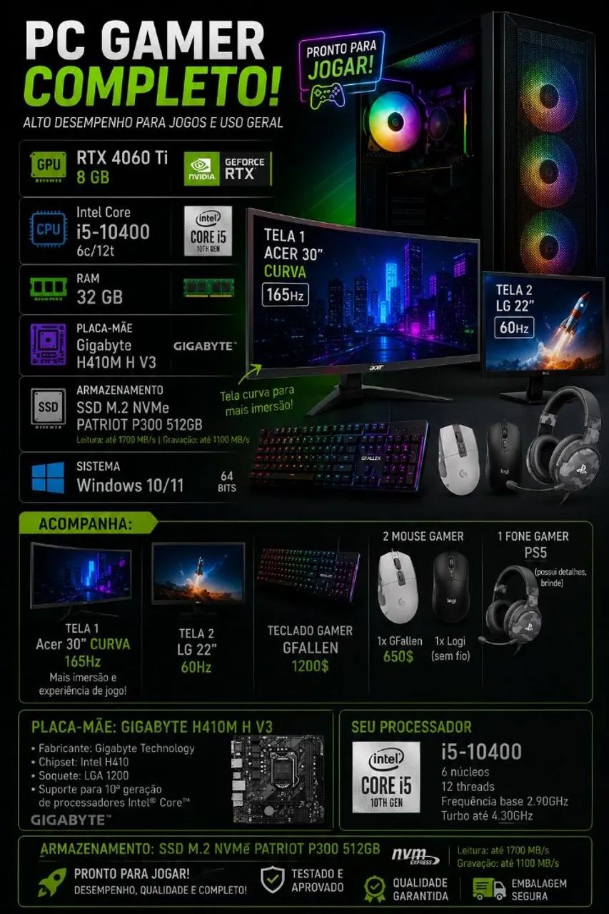 PC GAMER BARATO - Roda todos jogos no maximo - Foto 4