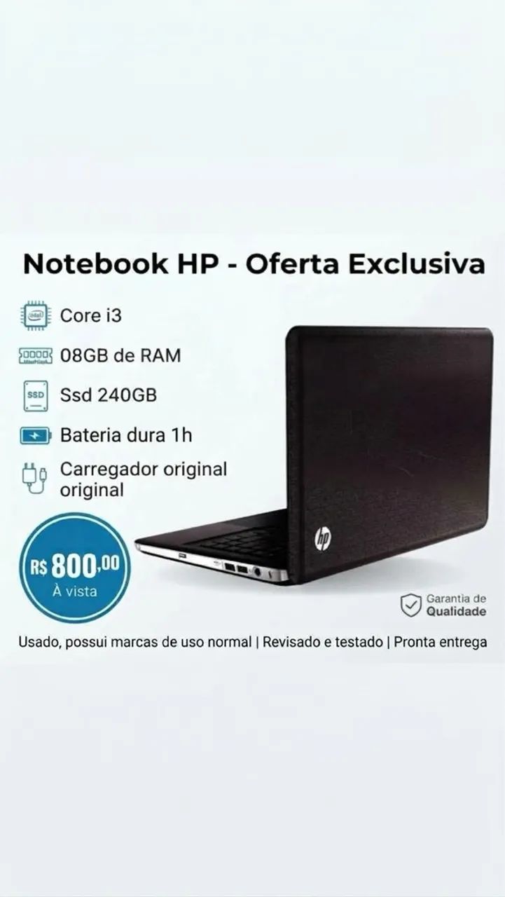 Notebook HP,SSD120GB,08GB