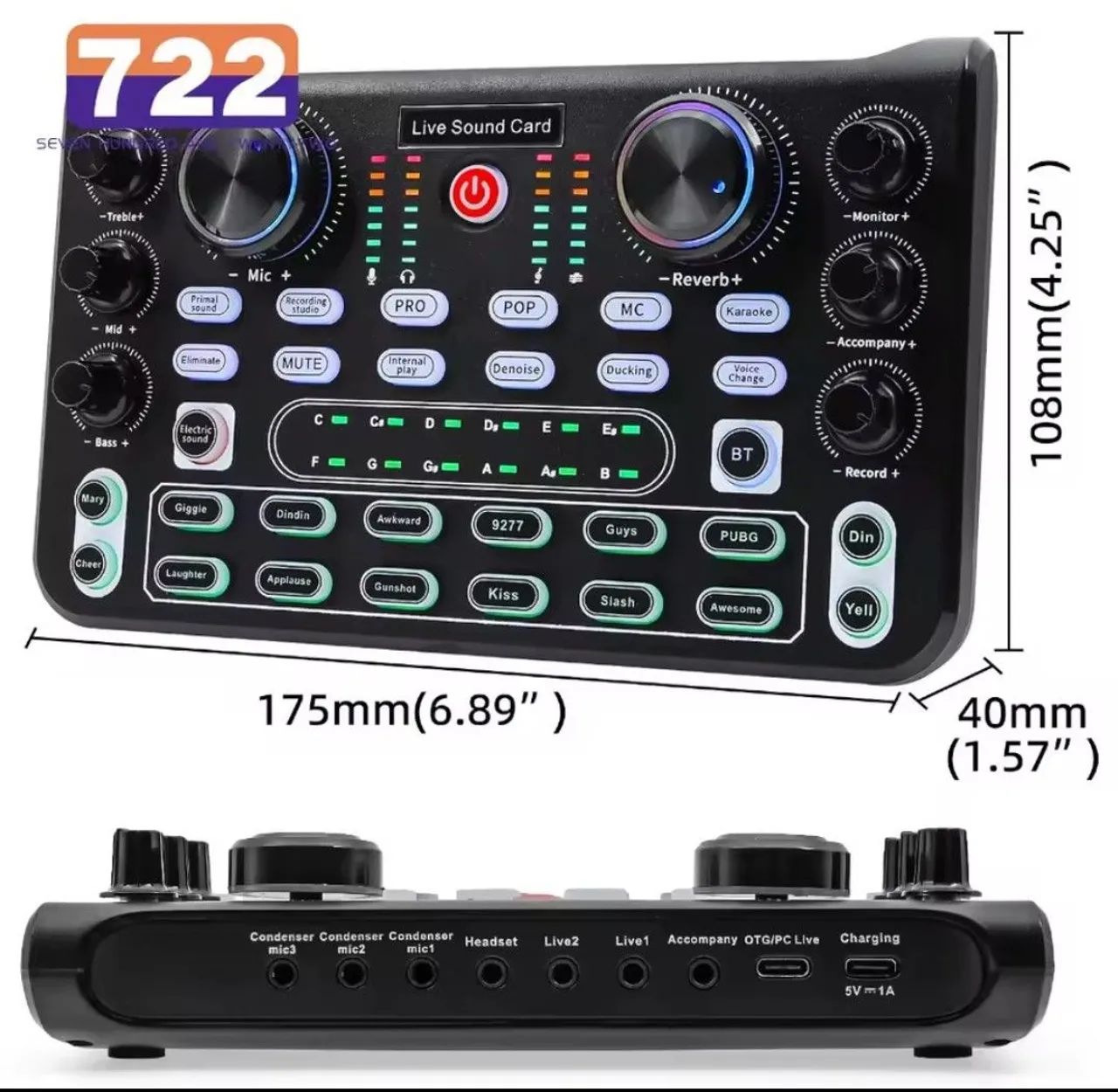 Placa de som hd x60 com vários efeitos de voz 