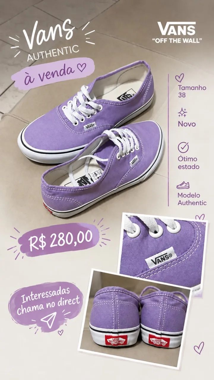 Tênis Vans authentic roxo 