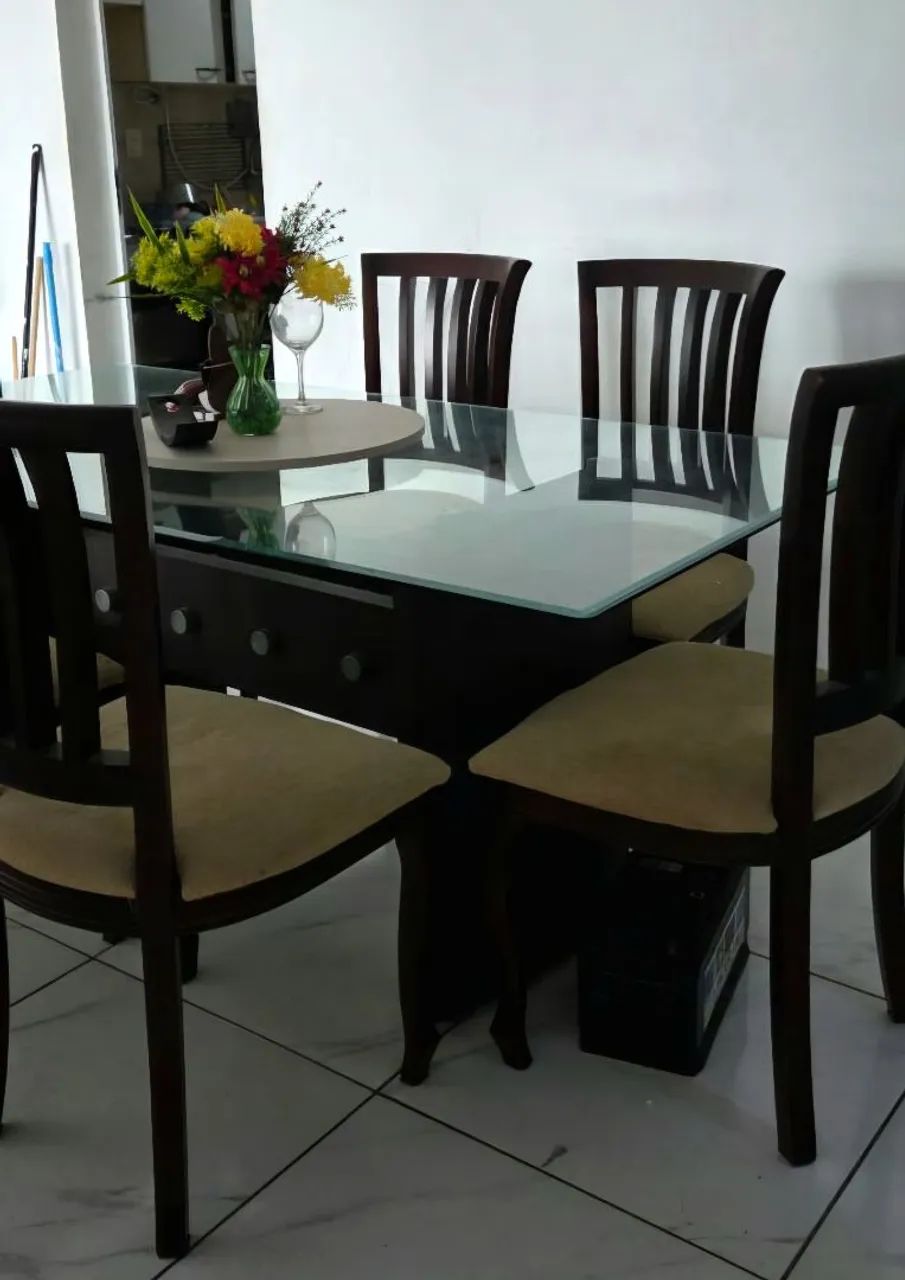 Mesa de jantar 6 cadeiras tampo de vidro  - Foto 4