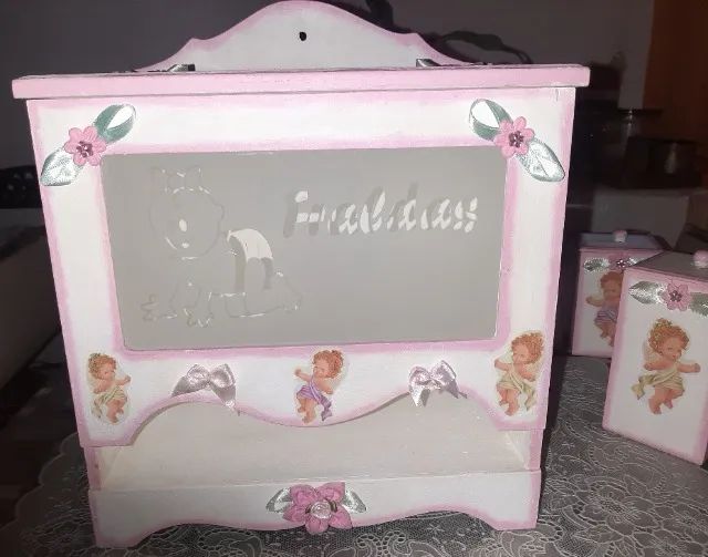 Kit Higiene bebê MDF - Menina - Foto 4