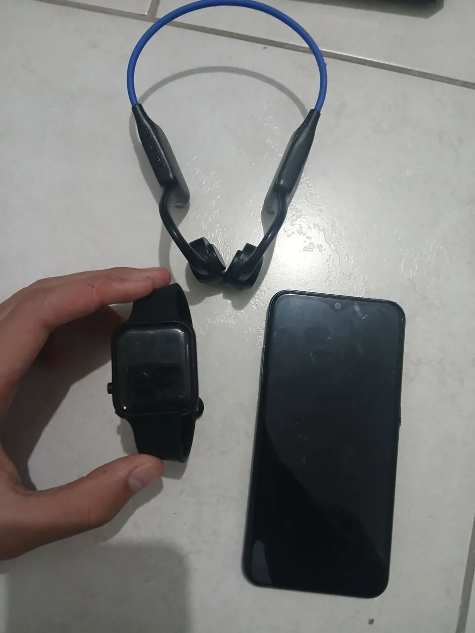 Galaxy a01com defeito não liga + relogio + fone