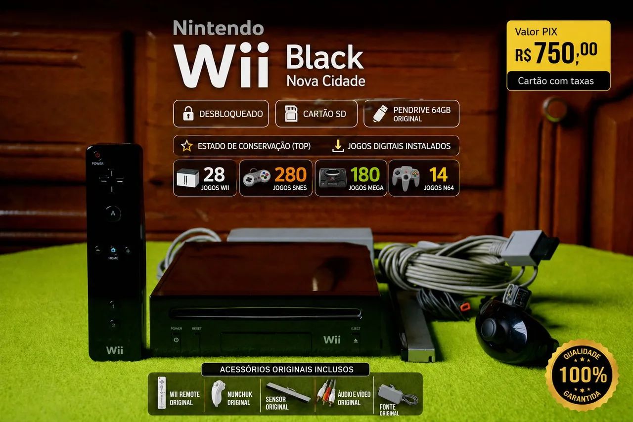 Nintendo Wii Black [Nova Cidade]