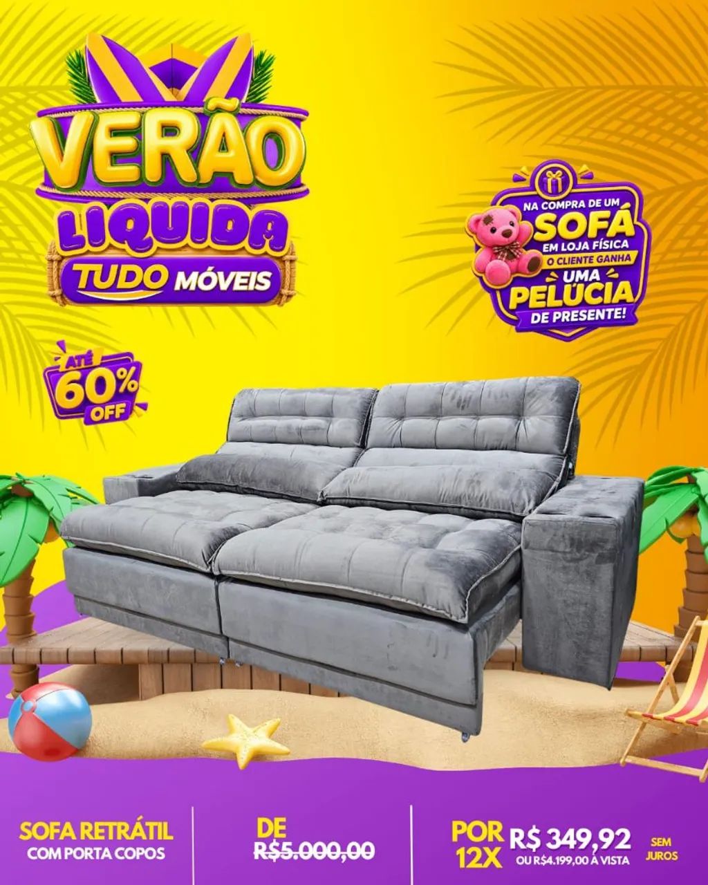 SOFÁ 5 LUGARES RETRÁTIL E RECLINÁVEL COM PORTA COPO E ENTRADA USB - Foto 4