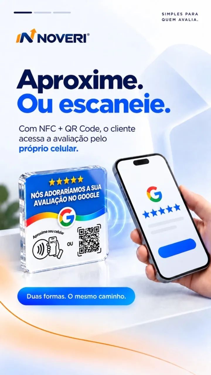 Placa Google Avaliações NFC + QR Code Personalizada para Comércio - Foto 3