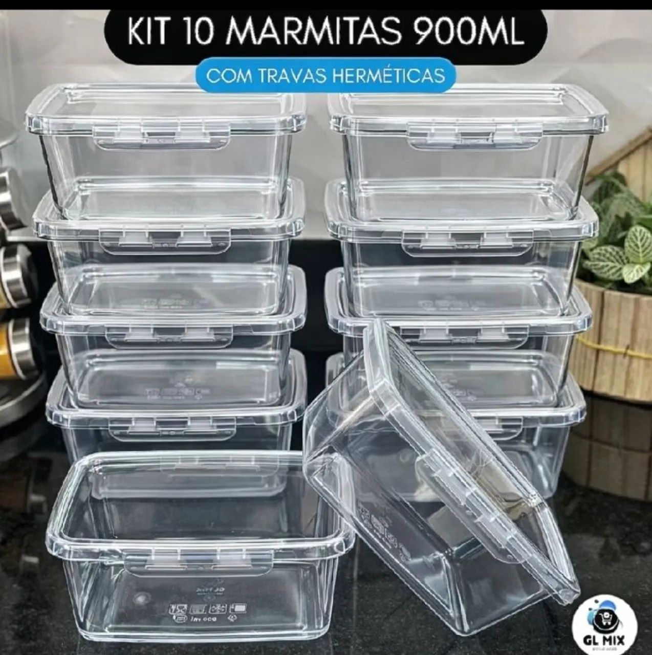 KIT 10 Marmitas com Travas 900ml