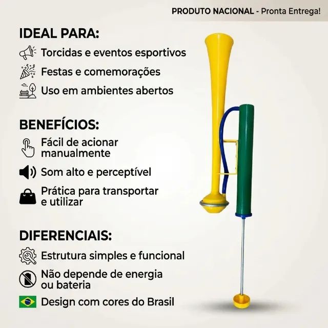 Vuvuzela Corneta Ar Copa Mundo Buzina De Navio Brasil Grande - Foto 4
