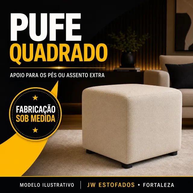 Pufe quadrado estofado sob medida em Fortaleza
