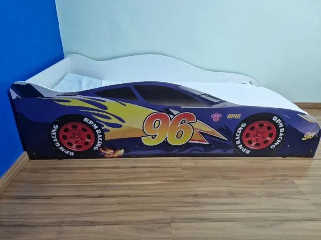 Cama Carro Infantil Montessoriana Azul Tamanho Solteiro + Colchão 
