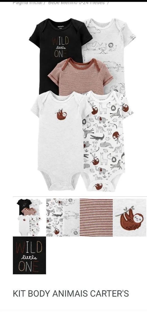 Conjunto 5 bodyes Carter's 9 meses