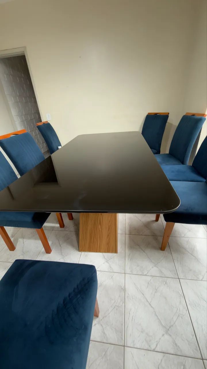 Mesa jantar luxo 6 cadeiras estofada  - Foto 5