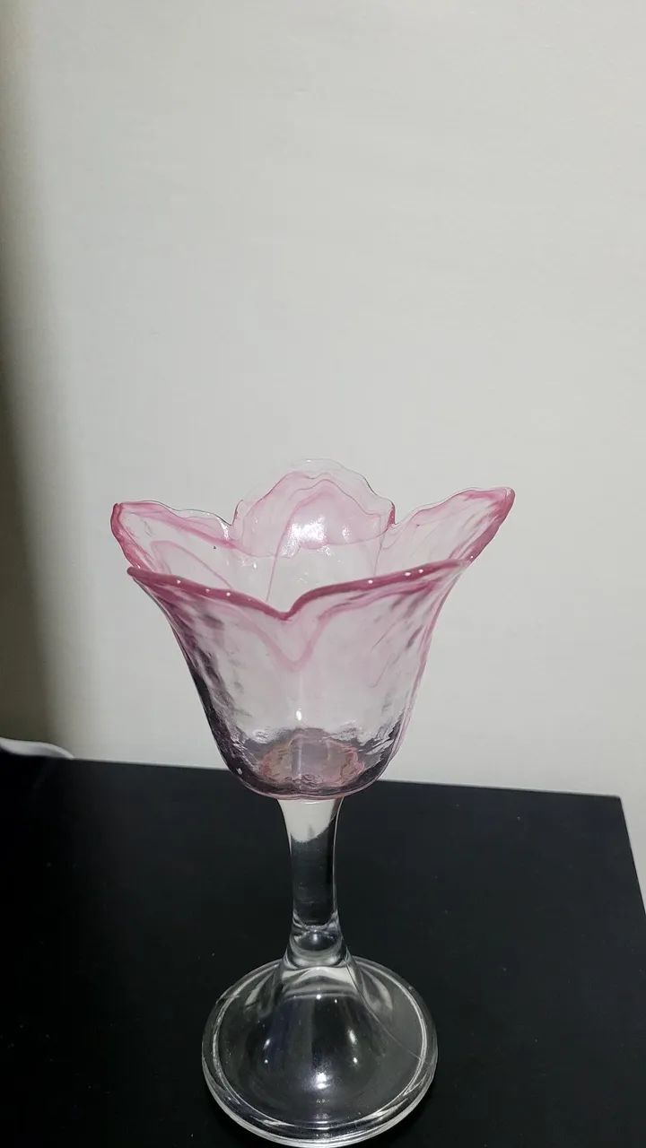 Castiçal  tulipa antigo de vidro  - Foto 4