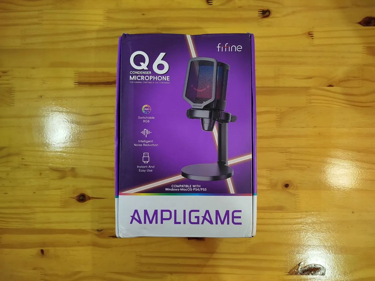 Microfone Fifine Q6 - cancelamento de ruído - RGB - Lacrado!