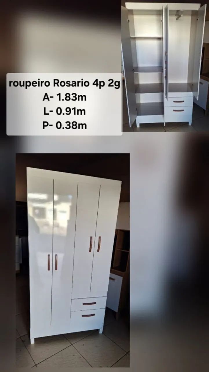 Guarda roupas solteiro 4 portas com divisórias 