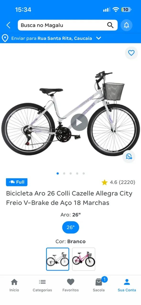 Bicicleta com NF Aro 26 quase nova