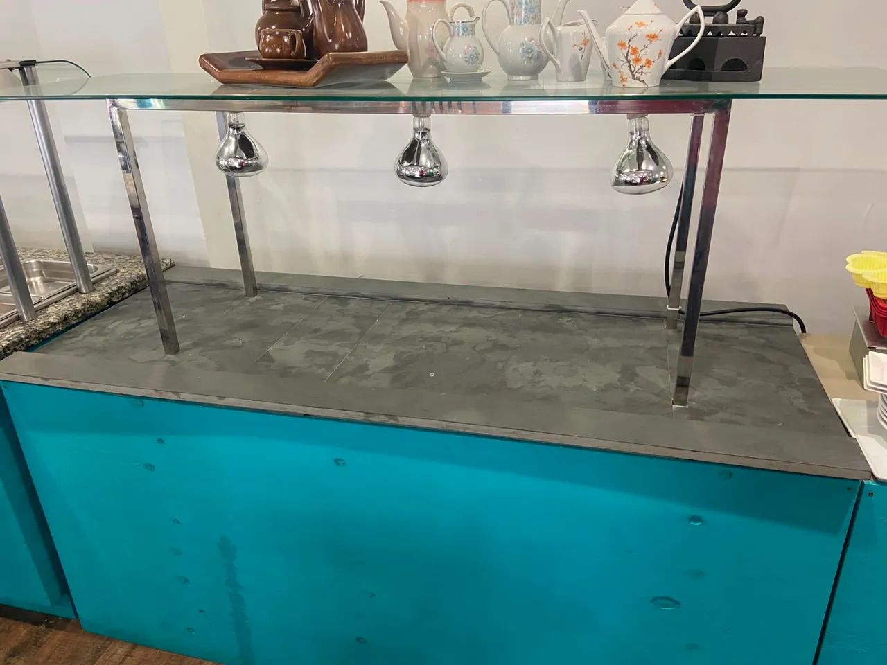 Buffet de Ardósia inox vidro temperado.