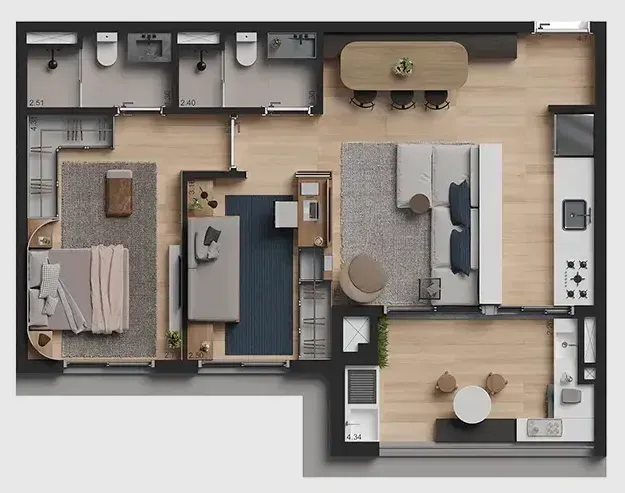 PLANTA 72m²