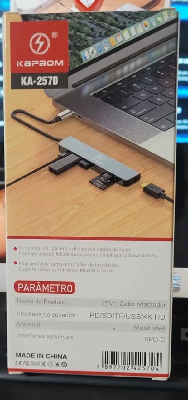 Hub usb com Hdmi tipo c 7/1 4k Compativel, Mac iphone ipad android notbook - Foto 4