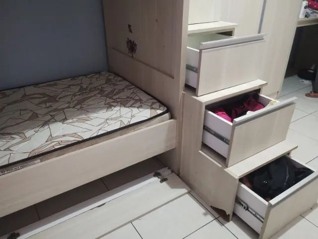 Beliche Multifuncional com Escada-Gaveteiro + Baú Inferior - Excelente Aproveitamento de E