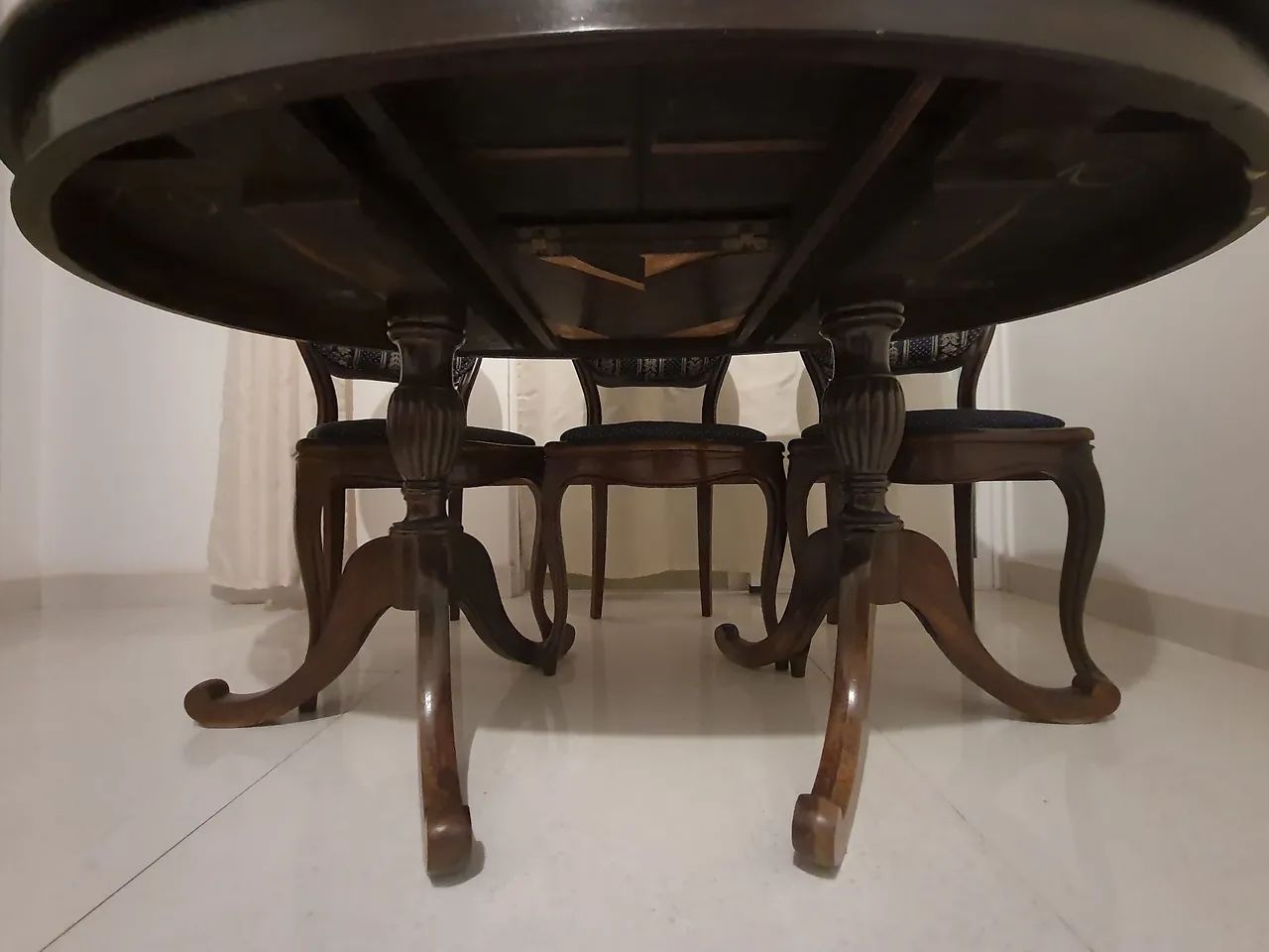 Mesa antiga de jacarandá e mármore rosa - Foto 5