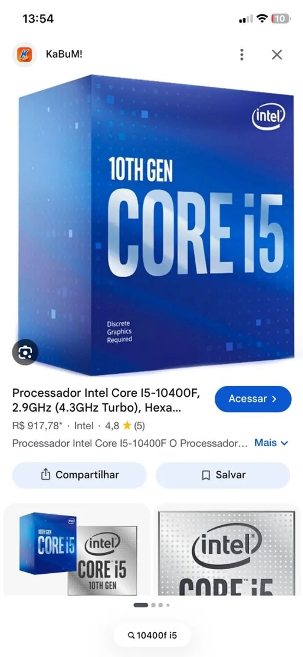 PROCESSADOR I5 10400F