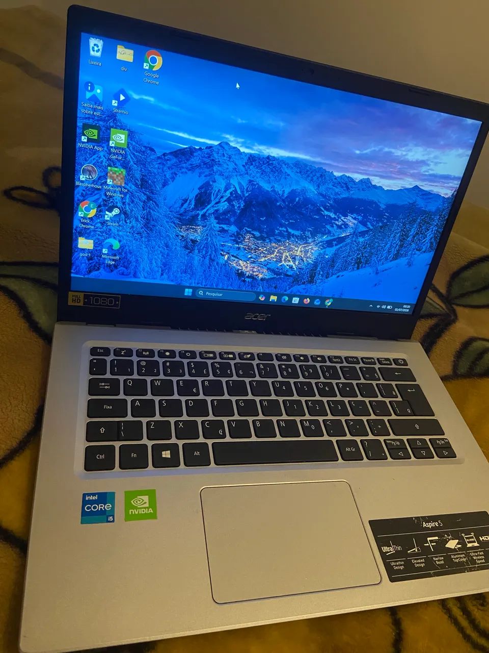 Notebook aspire 5 intel I5 SSD 256gb Placa de vídeo integrada NVIDIA Memória ram de 8 gb